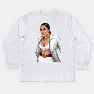 African American business woman in white jacket Kids Long Sleeve T-Shirt